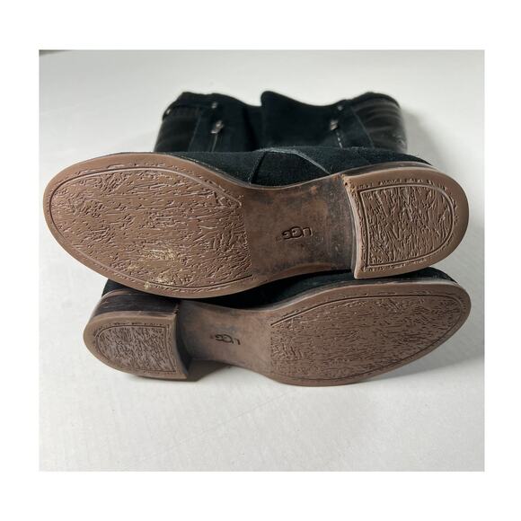 UGG Cyndee Riding Boots Suede and Leather Black, Sherpa Lined, Size 7 - Picture 3 of 10